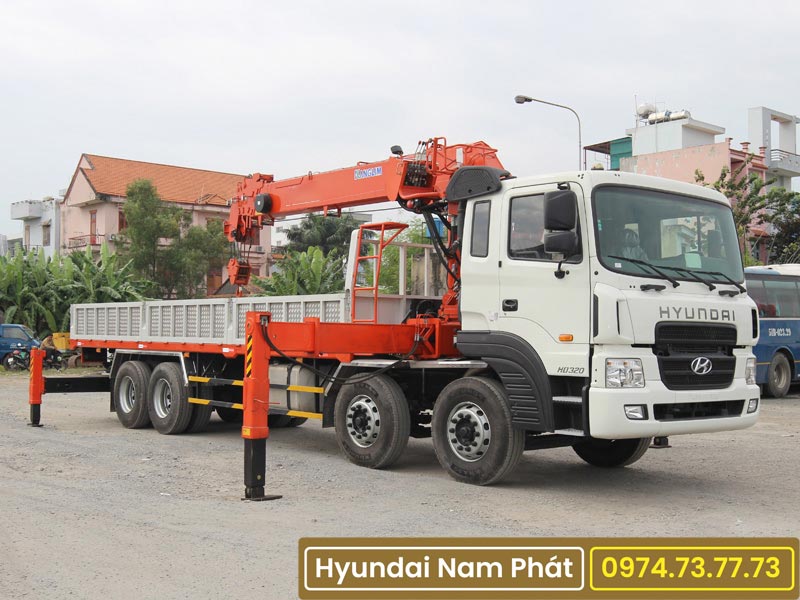 Xe Tải Hyundai 4 Chân HD320 Gắn Cẩu KangLim 10 Tấn KS2605